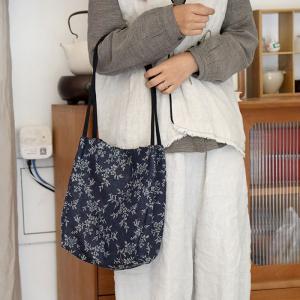 Lazy Day Printed Cotton Linen Bucket Shoulder Purse