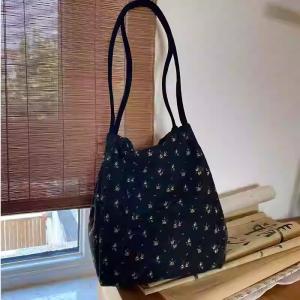 Lazy Day Printed Cotton Linen Bucket Shoulder Purse