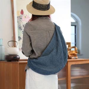 Folk Style Cotton Linen Plain Crossbody Side Bag