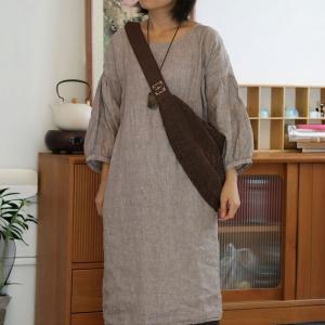 Folk Style Cotton Linen Plain Crossbody Side Bag