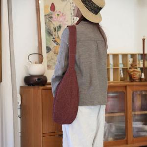 Folk Style Cotton Linen Plain Crossbody Side Bag