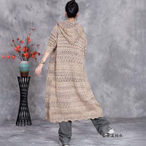 Crochet Knitting Hooded Oversized Cardigan