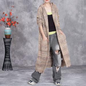 Crochet Knitting Hooded Oversized Cardigan