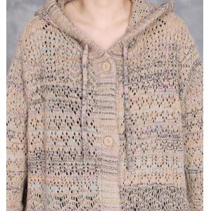 Crochet Knitting Hooded Oversized Cardigan