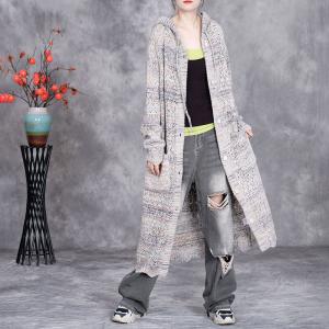 Crochet Knitting Hooded Oversized Cardigan