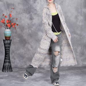 Crochet Knitting Hooded Oversized Cardigan