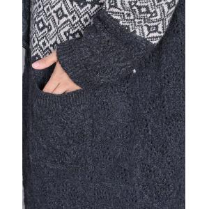 Fair Isle Printed Hooded Knitting Granny Cardigan