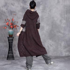 Fair Isle Printed Hooded Knitting Granny Cardigan