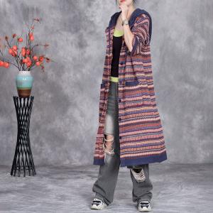 Winter Casual Colorful Striped Hoodie Cardigan