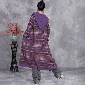 Winter Casual Colorful Striped Hoodie Cardigan