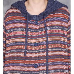 Winter Casual Colorful Striped Hoodie Cardigan