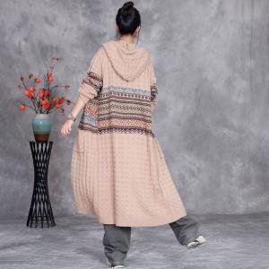 Midi Length Hooded Fair Isle Trench Coatigan