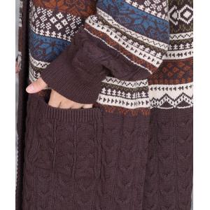 Midi Length Hooded Fair Isle Trench Coatigan