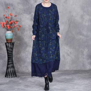 Crochet Lace Hem Tied Waist Floral Dress