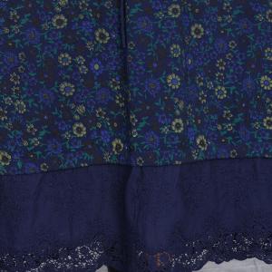 Crochet Lace Hem Tied Waist Floral Dress