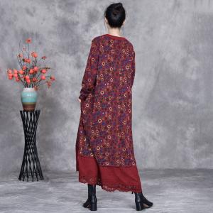 Crochet Lace Hem Tied Waist Floral Dress
