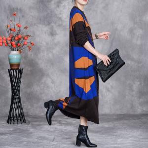 Artistic Modern Patterned Cashmere Sweater Dress