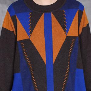 Artistic Modern Patterned Cashmere Sweater Dress