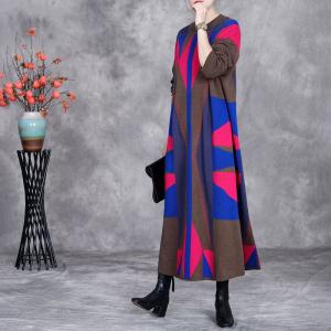 Artistic Modern Patterned Cashmere Sweater Dress