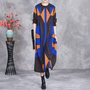 Artistic Modern Patterned Cashmere Sweater Dress