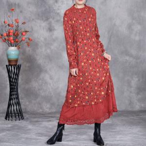 Empire Waist Floral Crochet Lace Fall Dress