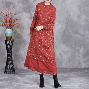 Empire Waist Floral Crochet Lace Fall Dress