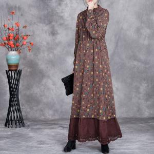 Empire Waist Floral Crochet Lace Fall Dress
