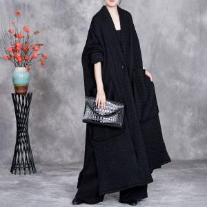 Modest Fashion Black Plus Size Quilted Muslim Coat