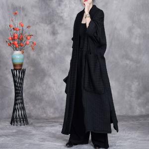 Modest Fashion Black Plus Size Quilted Muslim Coat