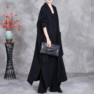 Modest Fashion Black Plus Size Quilted Muslim Coat