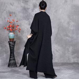 Modest Fashion Black Plus Size Quilted Muslim Coat