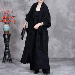 Modest Fashion Black Plus Size Quilted Muslim Coat