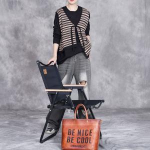 Unique Striped Tassle Pankou Pullover Sweater