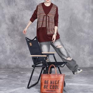 Unique Striped Tassle Pankou Pullover Sweater
