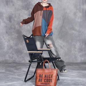 Color Blocks Long Sleeves Hooded Sweater