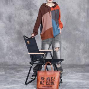Color Blocks Long Sleeves Hooded Sweater