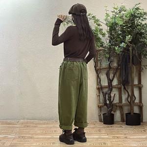 Comfy Casual Plain Cotton High Rise Pants