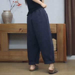 Comfy Casual Plain Cotton High Rise Pants
