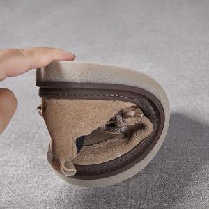 Suede Leather Wide Toe Platform Flat Shoes