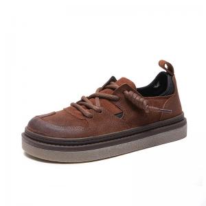 Suede Leather Wide Toe Platform Flat Shoes
