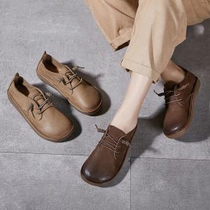 Lazy Day Leather Cozy Granny Flats