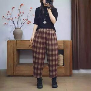 Classic Plaid Wool Tweed Pants