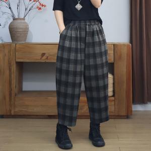 Classic Plaid Wool Tweed Pants
