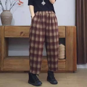 Classic Plaid Wool Tweed Pants
