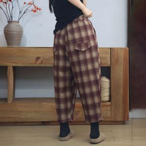 Classic Plaid Wool Tweed Pants