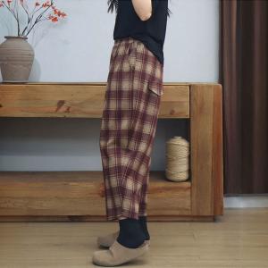 Classic Plaid Wool Tweed Pants