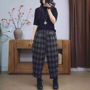 Classic Plaid Wool Tweed Pants