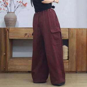 Zip Decoration Fleeced Lined Baggy Balloon Jeans