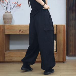 Zip Decoration Fleeced Lined Baggy Balloon Jeans