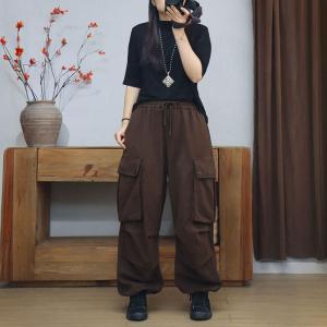 High Waist Casual Fleeced Baggy Cargo Pants